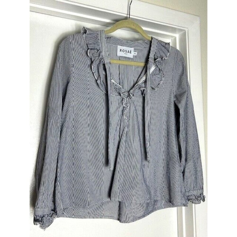 Rosae Paris Black and White Striped Blouse